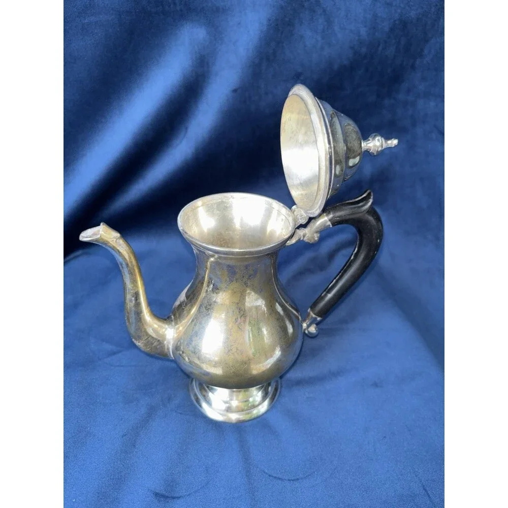 3-Piece Silverplate Tea/Coffee Set Teapot Coffee Pot Lidded Sugar Bowl Black